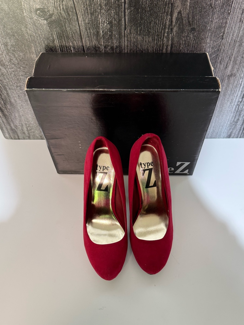 Type Z Red Suede Pointed-Toe Pumps